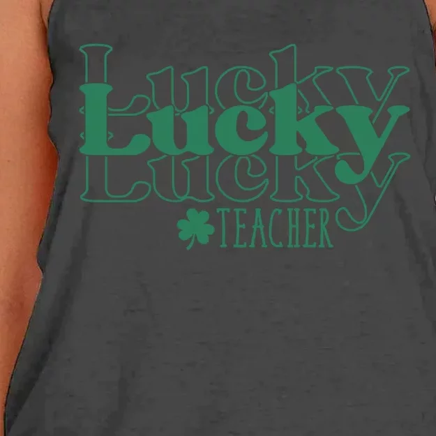 Lucky Teacher St Patricks Day Women's Knotted Racerback Tank