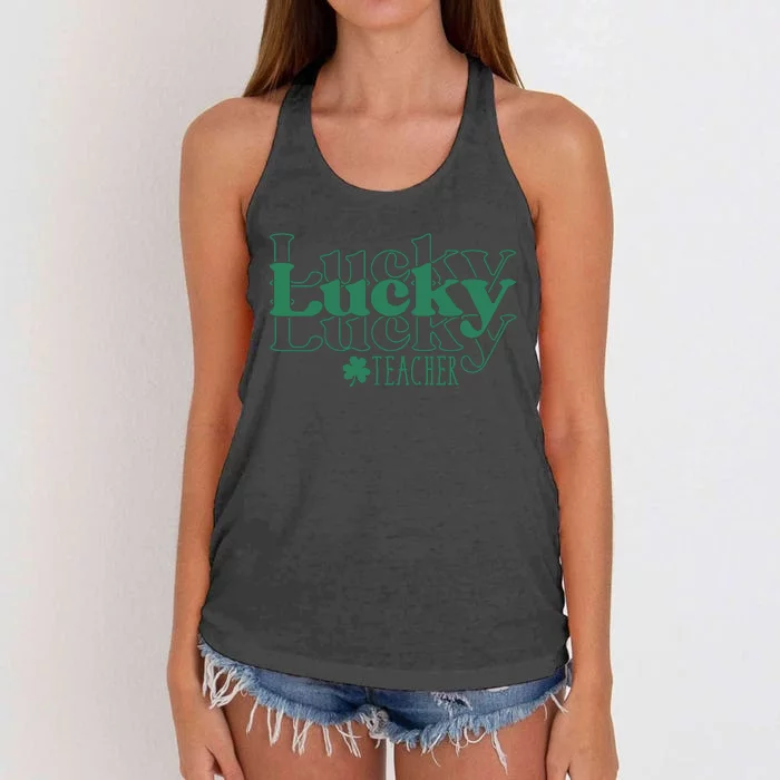 Lucky Teacher St Patricks Day Women's Knotted Racerback Tank