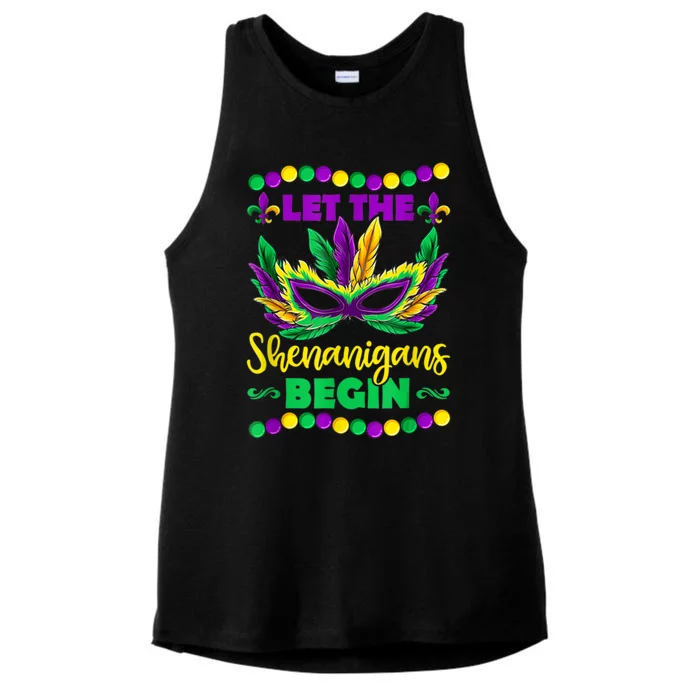 Let The Shenanigans Begin Mardi Gras Ladies Tri-Blend Wicking Tank