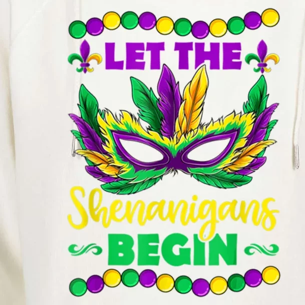 Let The Shenanigans Begin Mardi Gras Womens Funnel Neck Pullover Hood