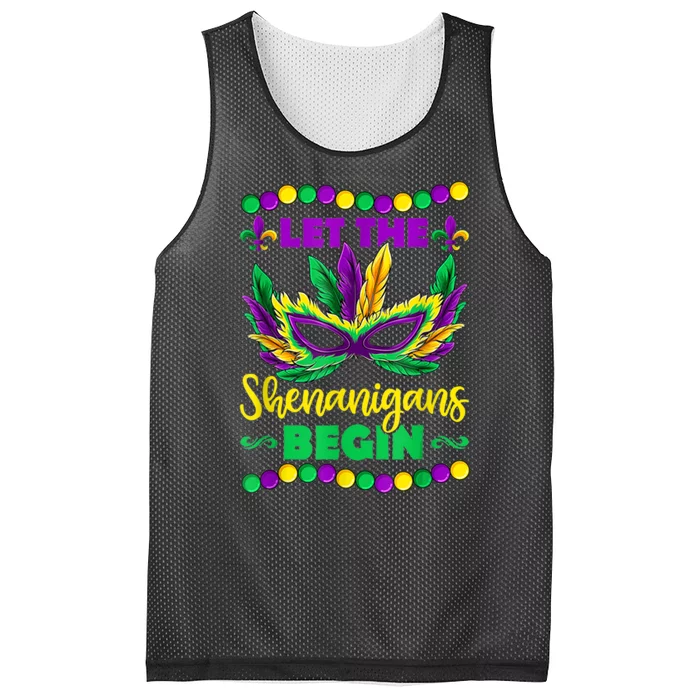 Let The Shenanigans Begin Mardi Gras Mesh Reversible Basketball Jersey Tank