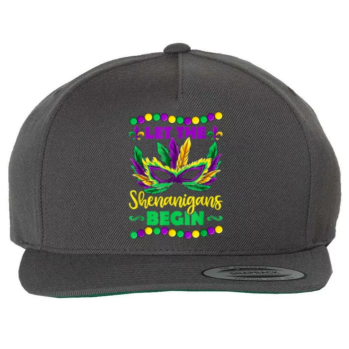 Let The Shenanigans Begin Mardi Gras Wool Snapback Cap