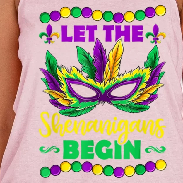 Let The Shenanigans Begin Mardi Gras Women's Knotted Racerback Tank