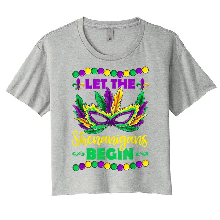 Let The Shenanigans Begin Mardi Gras Women's Crop Top Tee