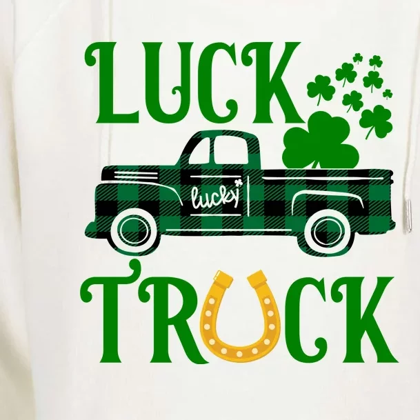 Luck Truck St Patrick's Day Festive Womens Funnel Neck Pullover Hood