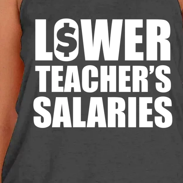 Lower Teacher Salaries Funny Low Pay For Teachers Women's Knotted Racerback Tank