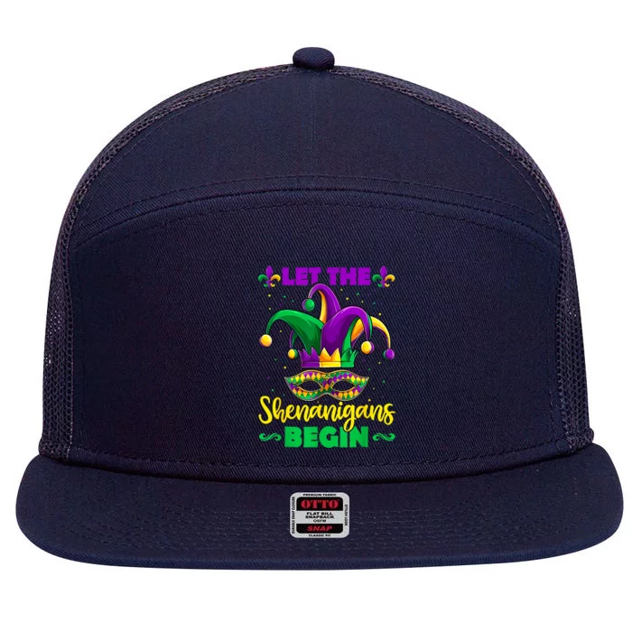 Let The Shenanigans Begin Mardi Gras Gift Meaningful Gift 7 Panel Mesh Trucker Snapback Hat