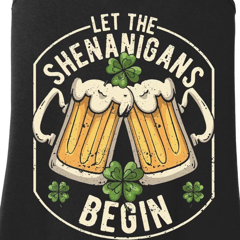 Let The Shenanigans Begin Funny Clovers St Patrick's Day Ladies Essential Tank