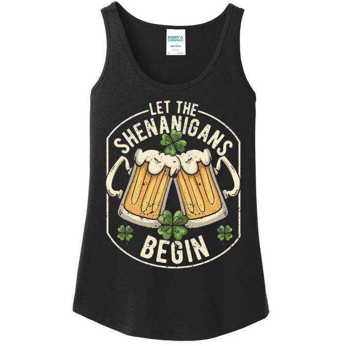 Let The Shenanigans Begin Funny Clovers St Patrick's Day Ladies Essential Tank