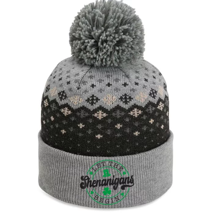 Let The Shenanigans Begin St. Patrick's Day Shamrock Circle The Baniff Cuffed Pom Beanie