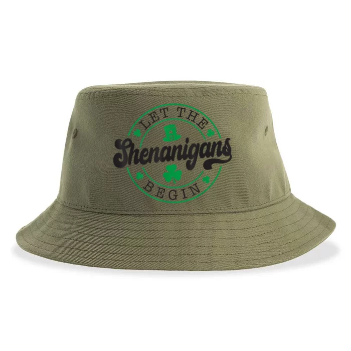 Let The Shenanigans Begin St. Patrick's Day Shamrock Circle Sustainable Bucket Hat