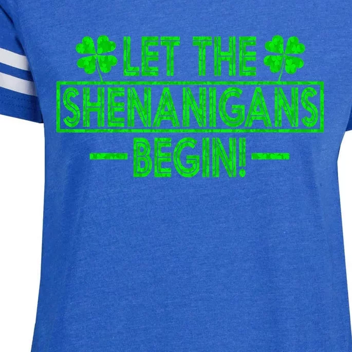 Let The Shenanigans Begin Happy St Patricks Day Shamrock Enza Ladies Jersey Football T-Shirt