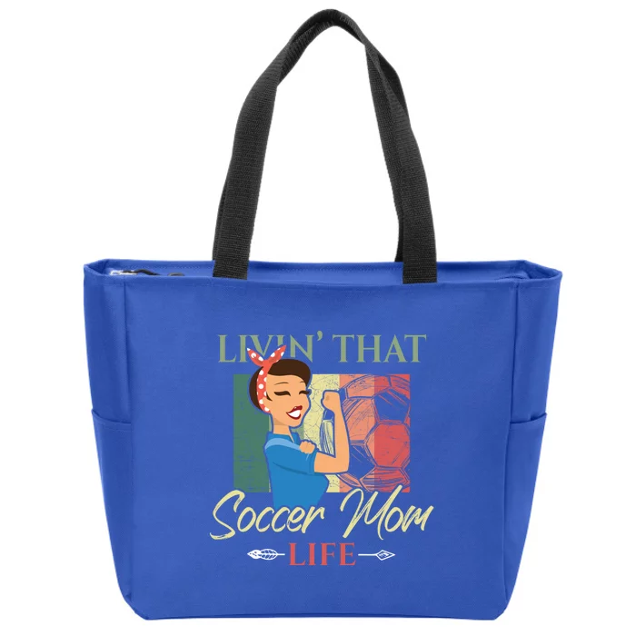 Livin That Soccer Mom Life Living Football Vintage Arrow Cool Gift Zip Tote Bag