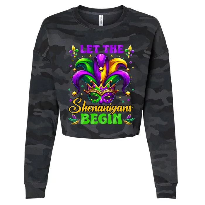 Let The Shenanigans Begin Mardi Gras Cropped Pullover Crew