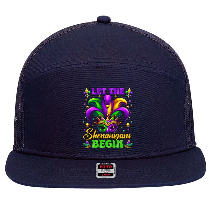 Let The Shenanigans Begin Mardi Gras 7 Panel Mesh Trucker Snapback Hat