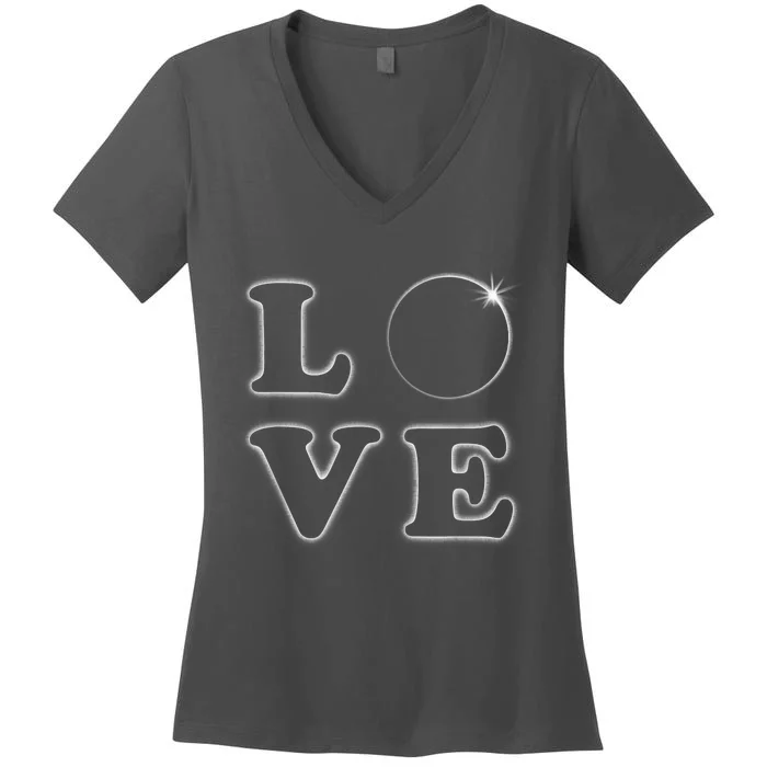 Love Total Solar Eclipse 04.08.2024 Totality Women's V-Neck T-Shirt