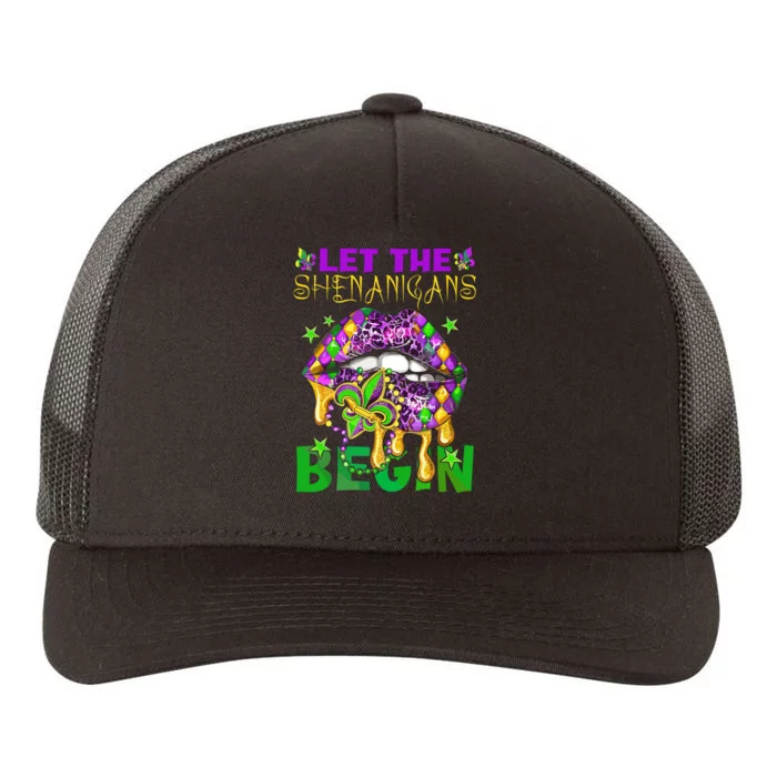 Let The Shenanigans Begin Mardi Gras Lips Yupoong Adult 5-Panel Trucker Hat