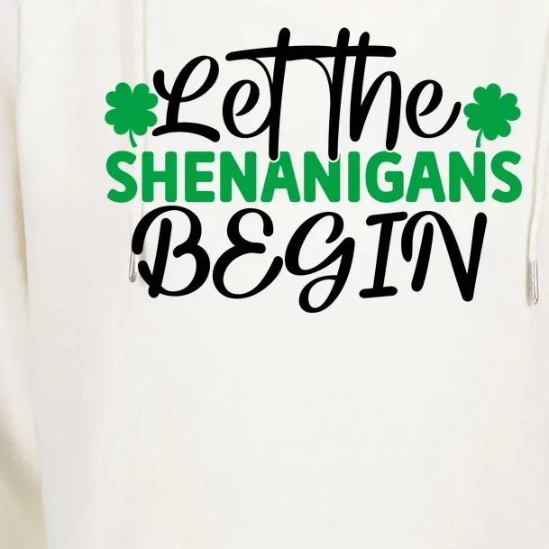 Let The Shenanigans Begin St Patricks Day Womens Funnel Neck Pullover Hood