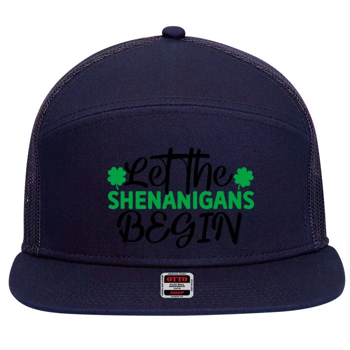 Let The Shenanigans Begin St Patricks Day 7 Panel Mesh Trucker Snapback Hat