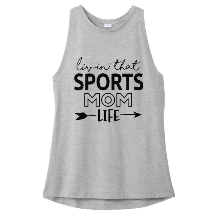 Living That Sports Mom Life Mother's Day Momma Mama Ladies Tri-Blend Wicking Tank