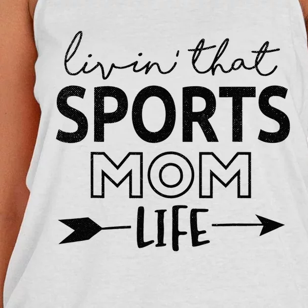 Living That Sports Mom Life Mother's Day Momma Mama Women's Knotted Racerback Tank