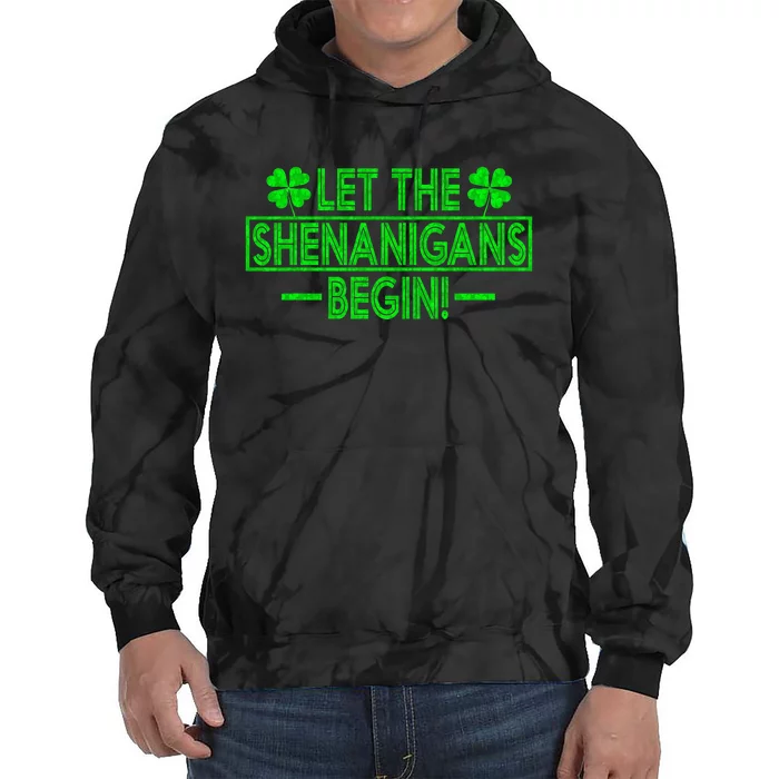 Let The Shenanigans Begin retro Clovers St Patrick's Day Tie Dye Hoodie