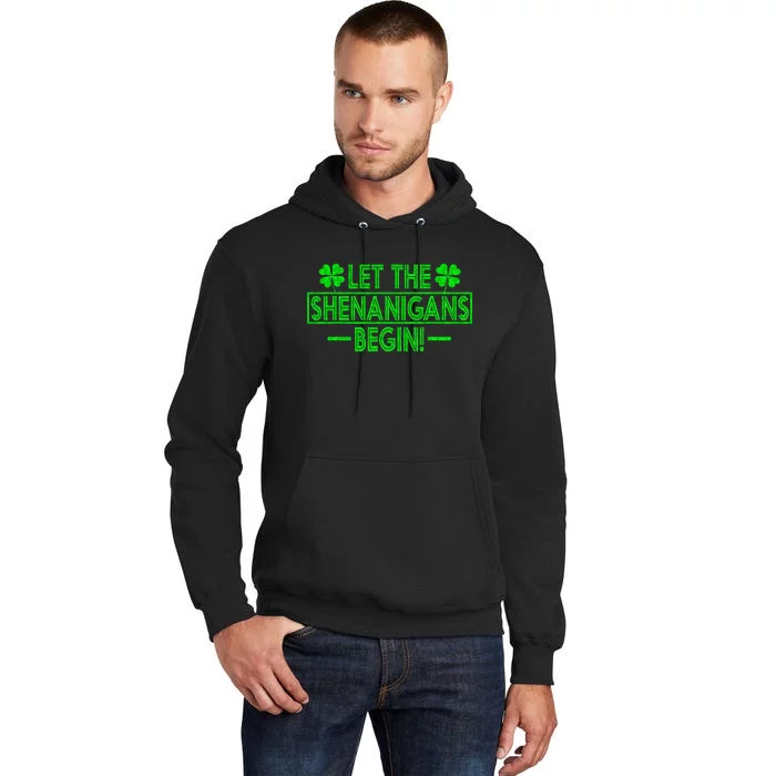 Let The Shenanigans Begin retro Clovers St Patrick's Day Tall Hoodie