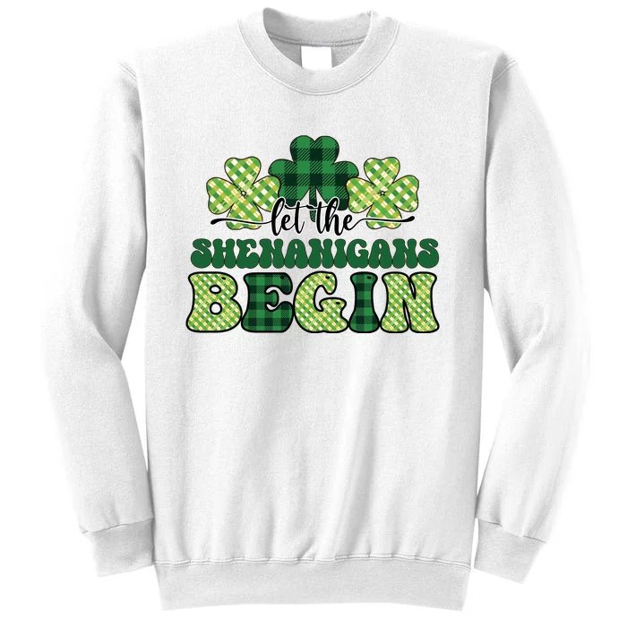 Let The Shenanigans Begin Plaid St Pattricks Day Sweatshirt