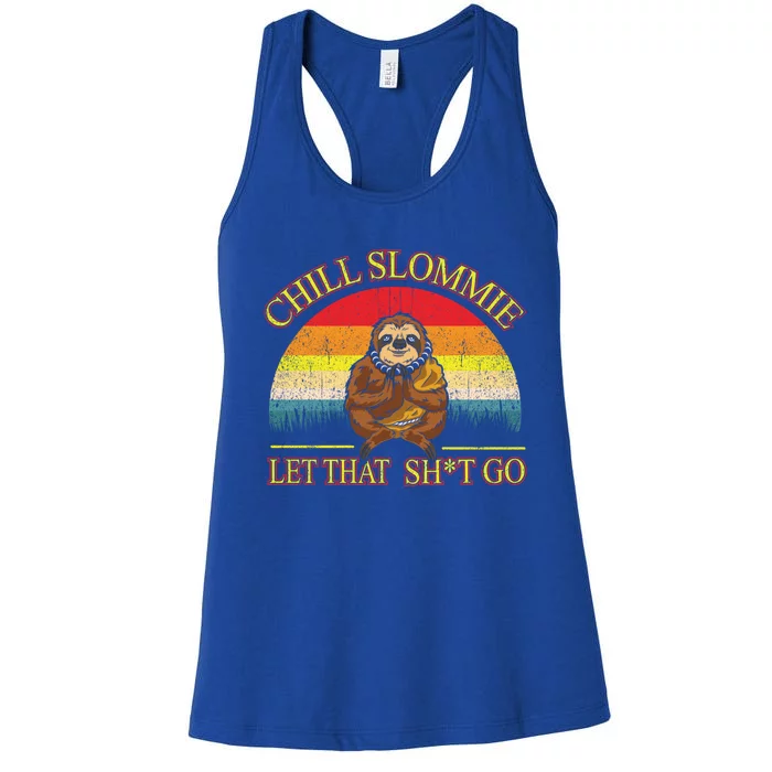 Let That Shit Go Funny Sloth Buddha Zen Meditation Yoga Gift Women's Racerback Tank