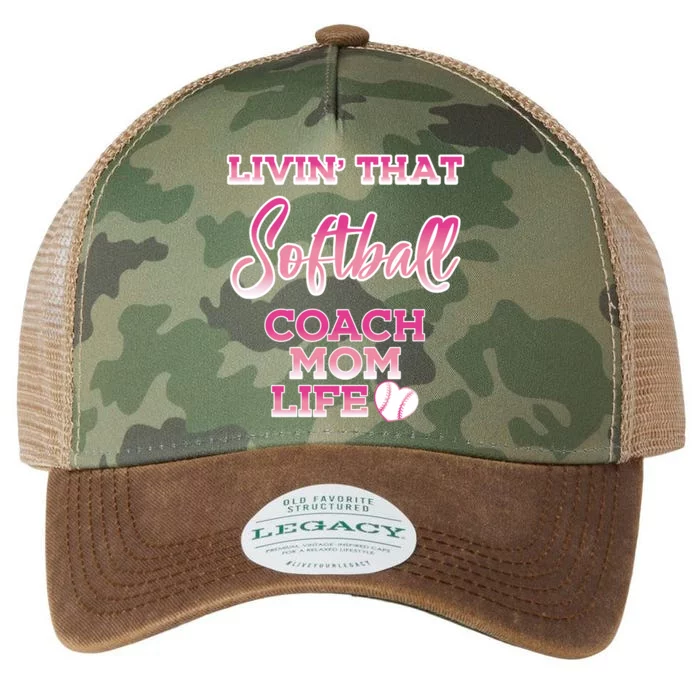 Livin That Softball Coach Mom Life Gift Legacy Tie Dye Trucker Hat