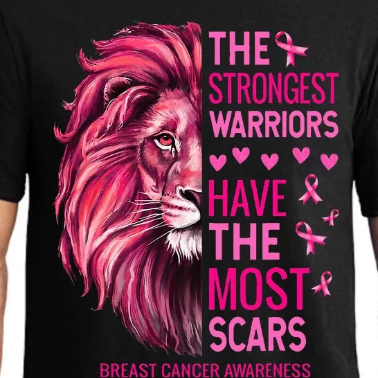 Lion The Strongest Warriors Breast Cancer Awareness Pajama Set