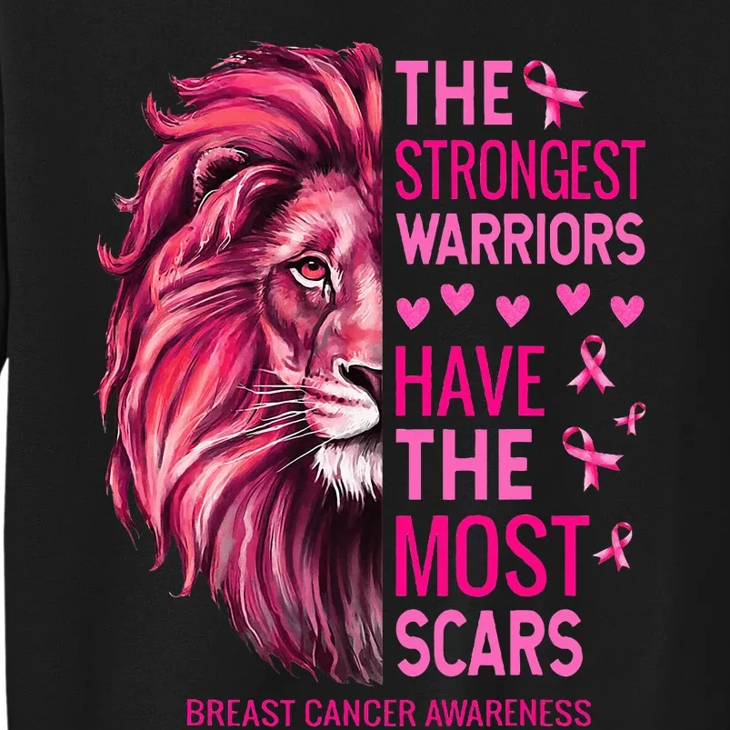 Lion The Strongest Warriors Breast Cancer Awareness Tall Sweatshirt