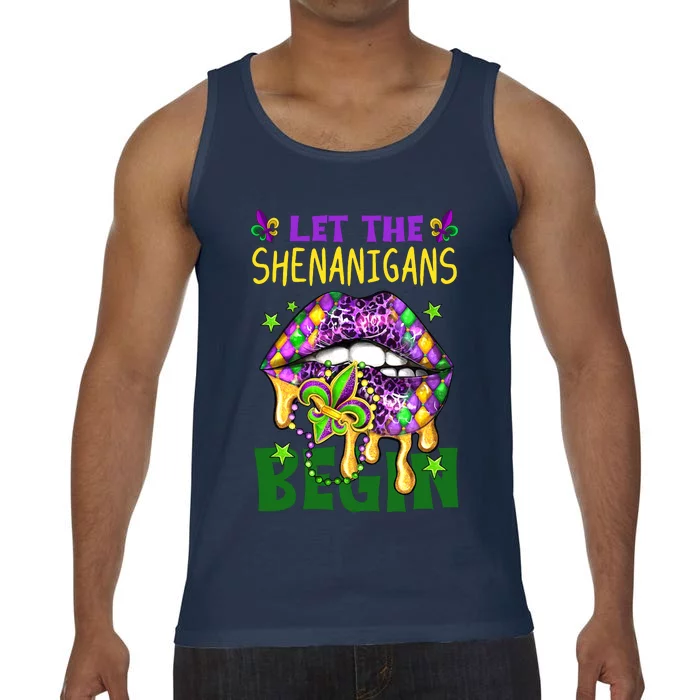 Let The Shenanigans Begin Mardi Gras Lips Comfort Colors® Tank Top