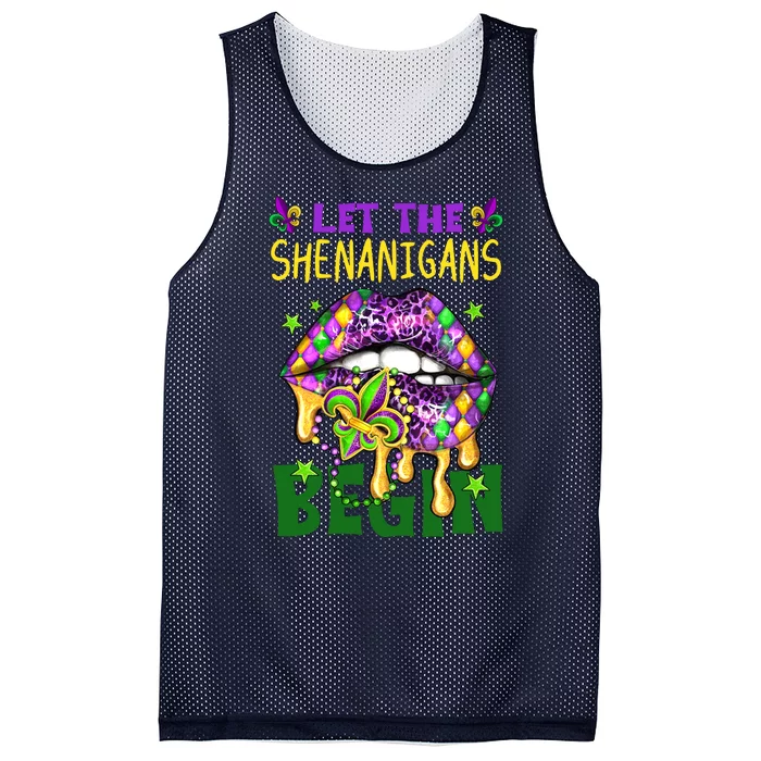 Let The Shenanigans Begin Mardi Gras Lips Mesh Reversible Basketball Jersey Tank