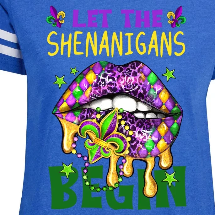 Let The Shenanigans Begin Mardi Gras Lips Enza Ladies Jersey Football T-Shirt