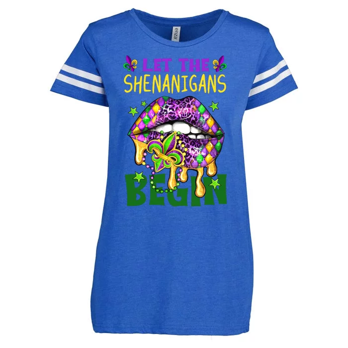 Let The Shenanigans Begin Mardi Gras Lips Enza Ladies Jersey Football T-Shirt