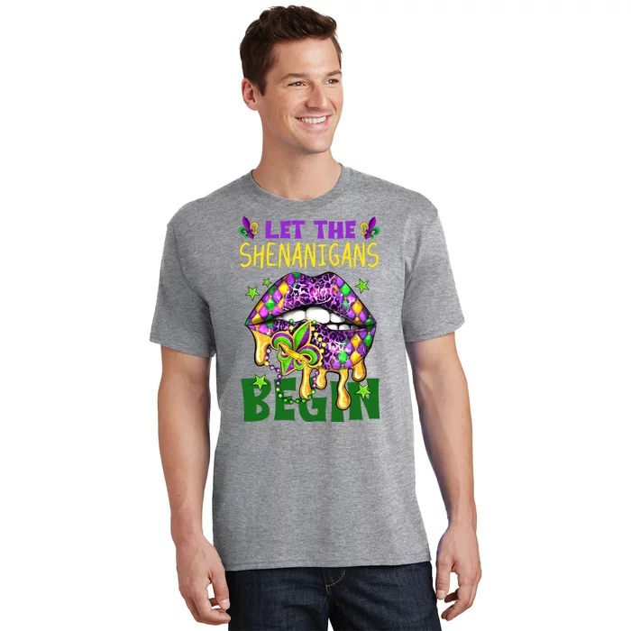 Let The Shenanigans Begin Mardi Gras Lips T-Shirt