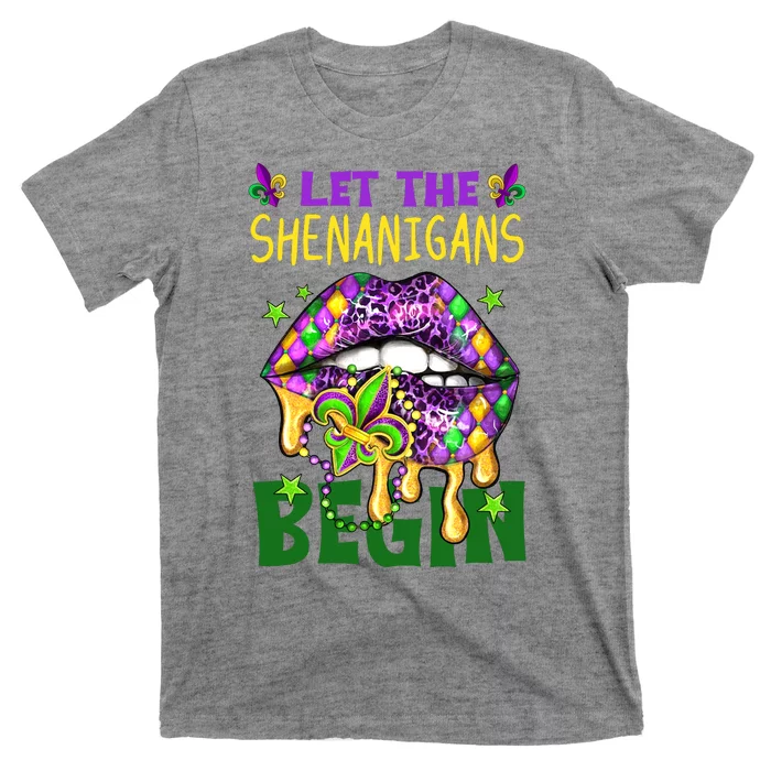 Let The Shenanigans Begin Mardi Gras Lips T-Shirt