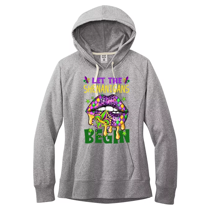 Let The Shenanigans Begin Mardi Gras Lips Women's Fleece Hoodie