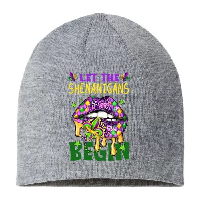 Let The Shenanigans Begin Mardi Gras Lips 8 1/2in Sustainable Knit Beanie