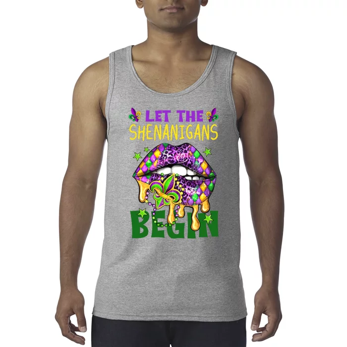 Let The Shenanigans Begin Mardi Gras Lips Tank Top