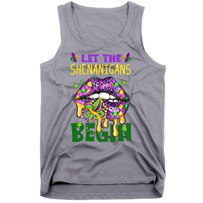 Let The Shenanigans Begin Mardi Gras Lips Tank Top