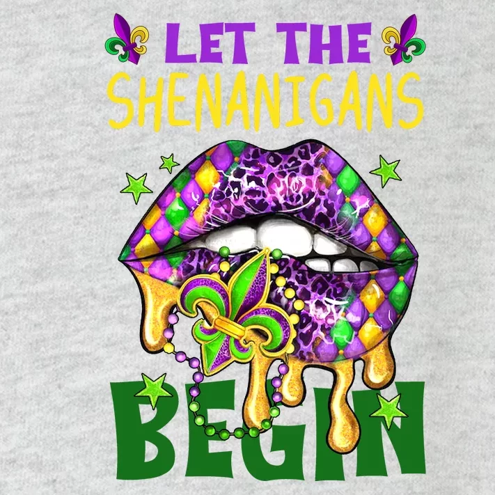 Let The Shenanigans Begin Mardi Gras Lips Toddler Long Sleeve Shirt