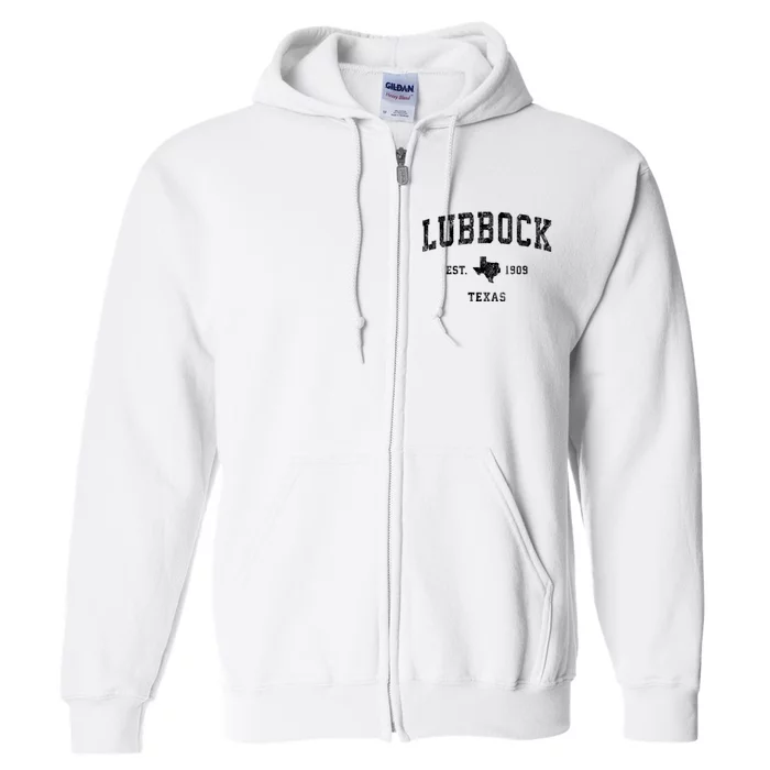 Lubbock Texas Tx Vintage Established Athletic Sports Design Full Zip Hoodie