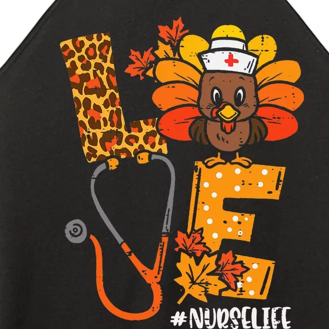 Love Turkey Thanksgiving Nurse Life Fall Scrub Top Women Women’s Perfect Tri Rocker Tank