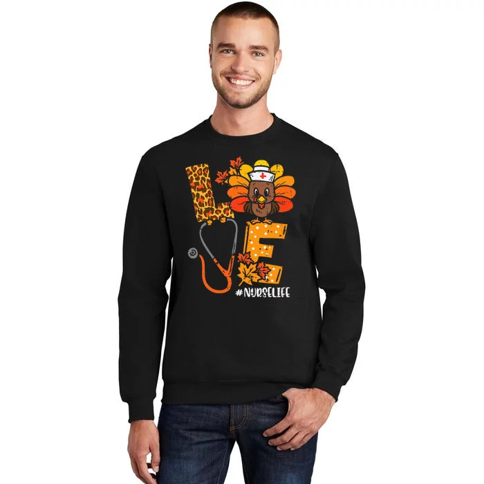 Love Turkey Thanksgiving Nurse Life Fall Sweatshirt