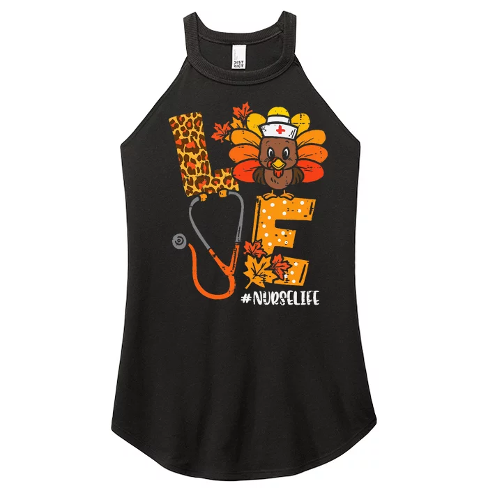 Love Turkey Thanksgiving Nurse Life Fall Women’s Perfect Tri Rocker Tank