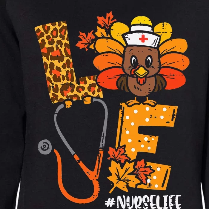 Love Turkey Thanksgiving Nurse Life Fall Womens California Wash Sweatshirt