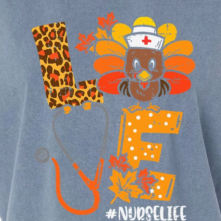 Love Turkey Thanksgiving Nurse Life Fall Garment-Dyed Women's Muscle Tee