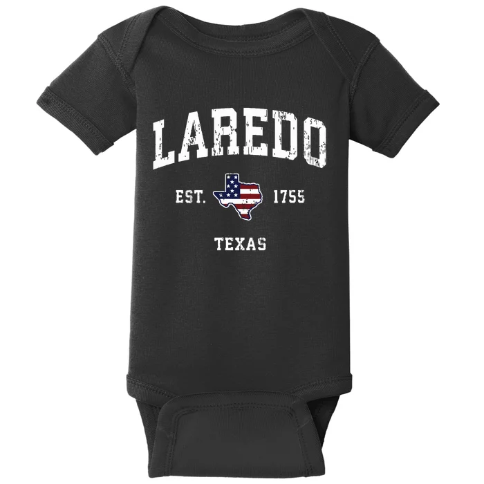 Laredo Texas Tx Vintage American Flag Sports Design Baby Bodysuit